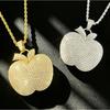 Hip Hop Copper Inlaid Zircon Full Diamond Apple Pendant, Trendy Versatile Necklace, Unisex Personalized Accessory