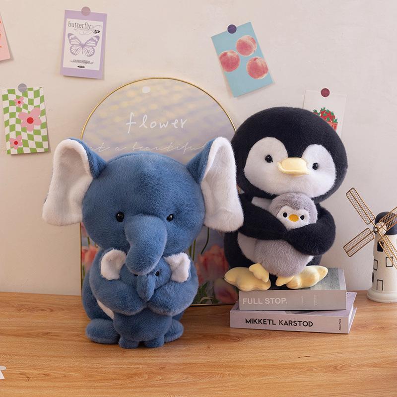 New Soft Cute Kiss Baby Series Doll Cute Penguin Elephant Pink Pig Plush Toy Girls Sleeping Throw Pillow