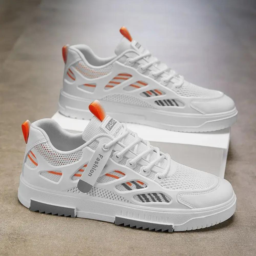 Trendy and versatile white shoes, 2025 summer new breathable mesh shoes, men's student sports and leisure board shoes