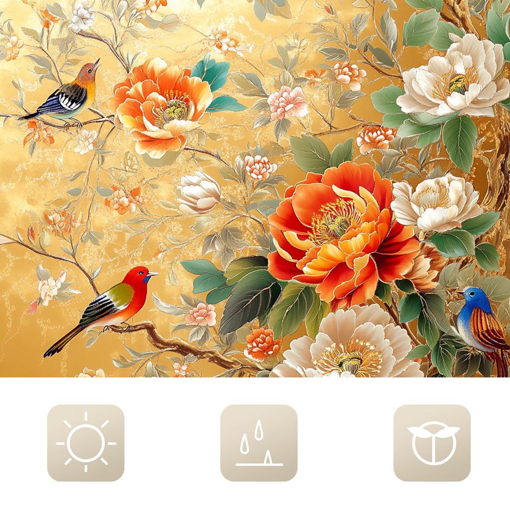 Enchanting Bird And Flower Shower Curtain - Vibrant Flower Wall Hanging For Living Room And Bedroom Decoration - Natural Style