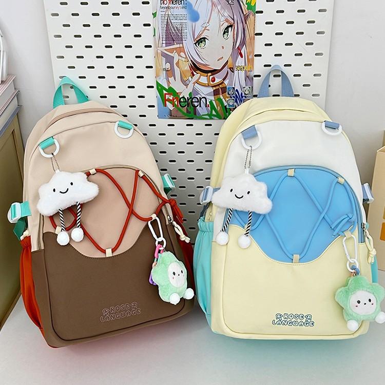 Korean Cute Schoolbag Female High capacity Junior and Senior High School Students' Schoolbags Leisure Joker Backpack Light Travel Backpack.