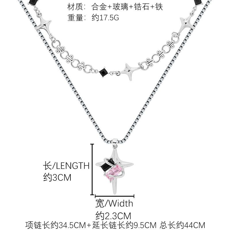 Original black pink tetragonal star earrings autumn and winter 925 silver needle exquisite earrings versatile earrings wholesale