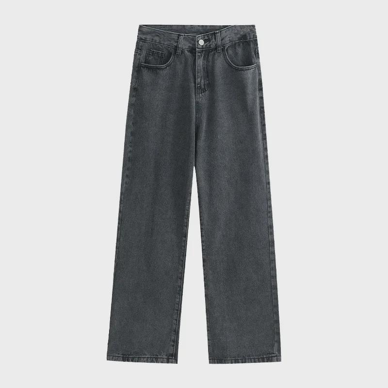 

Джинсы с высокой талией и широкими штанинами - Женские свободные прямые брюки с драпировкой в корейском стиле Small (S)