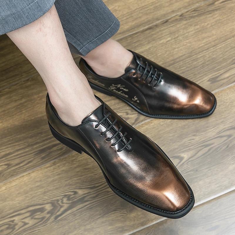 Fashion Designer's Original English Men's Loafers Retro Black Leather Shoes for Men Men's High-end Banquet Dress Casual Shoes Mo-42258