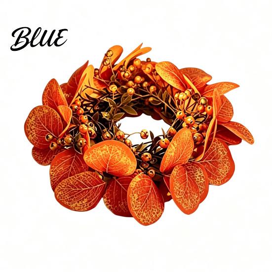 Thanksgiving Table Centerpieces Fall Maple Leaf Candle Ring Autumn Pillar Wreath Artificial Holder for Harvest Party Centerpiece Theme Supplies