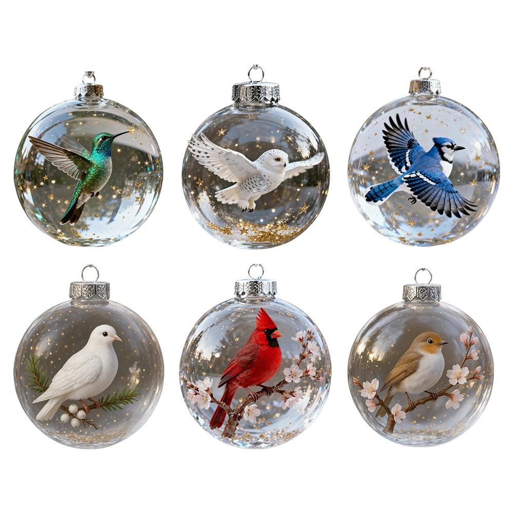 2025 Clear Plastic Birds Christmas Ball Ornament Xmas Tree Memorial Gifts For Holiday Indoor Home Party Decoration