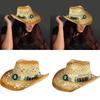 Western Straw Hat Handwoven Breathable Sun Hat Beach British Hat Elegant Wide Brimmed Straw Hat Panama Hat