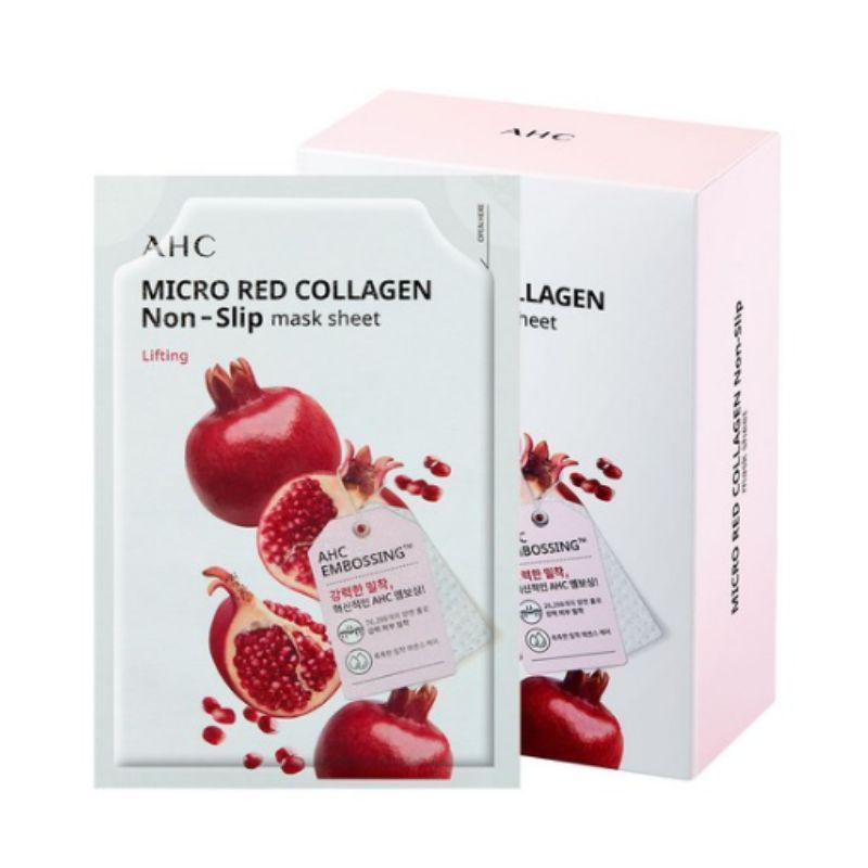 AHC Micro Red Collagen Perfect Fit Mask Sheet 33ml x 10 Sheets – Firming & Hydrating Collagen Facial Mask Set