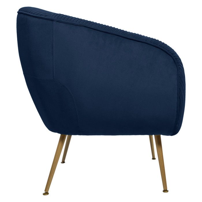 "Solaro" Armchair In Pleated Velvet Atmosphera - Blue