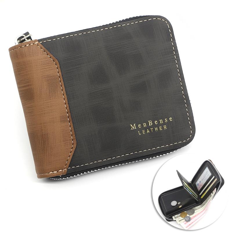 Schoolbag new men's wallet fashion pu matte men's short wallet wallet wallet multi-card zipper bag directly from the manufacturer