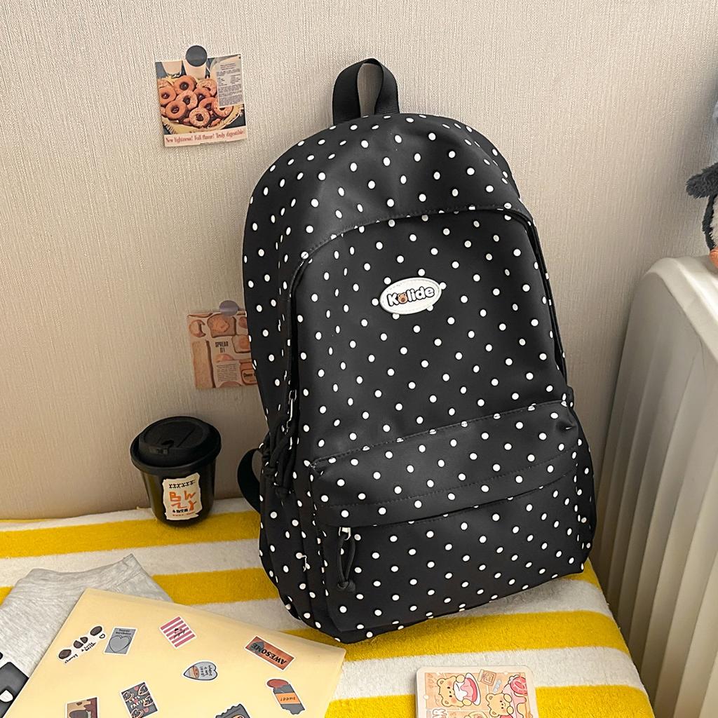 Schoolbag backpack Korean simple polka dots sweet wind early high school students commute light burden student backpack