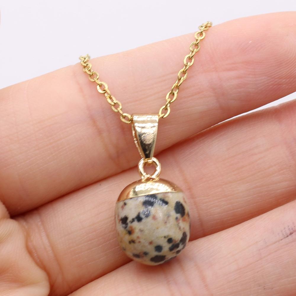 1pc Natural Stone Pendant Necklace Amethyst Pink Crystal Fashion Necklace Jewelry Gifts for Women Girls