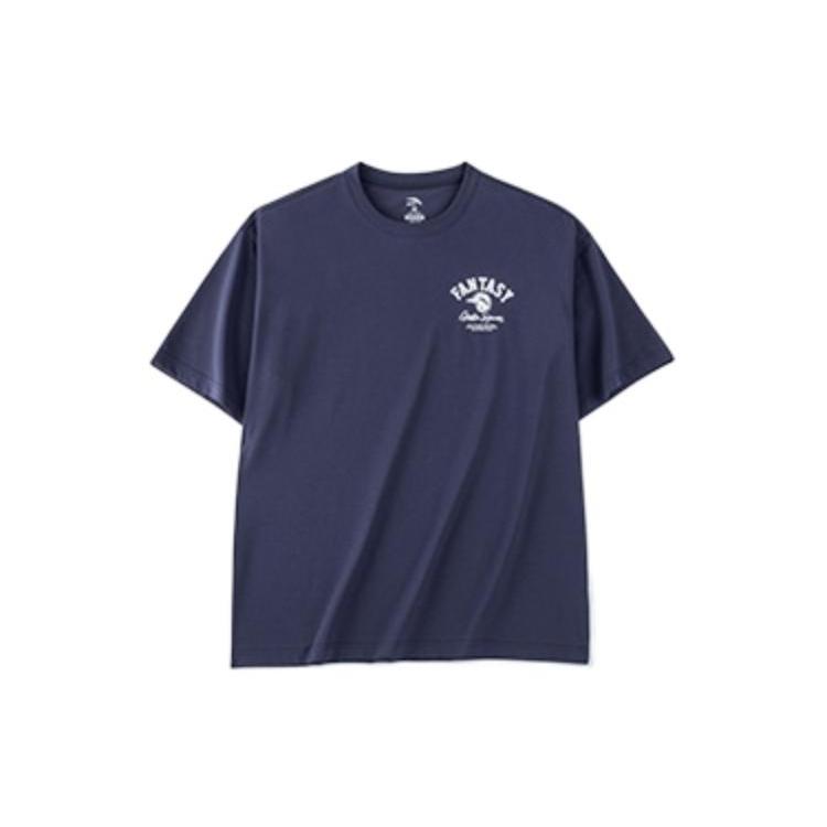 Anta Crew Neck Fitted Straight Fit Short Sleeved T Shirt Men's Dark Navy Blue 952328102-2