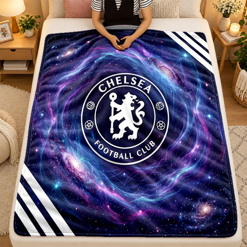 Flannel BlanketChelsea FC Warm Soft Throw Blanket for Indoor Sofa Bed Living Room Use