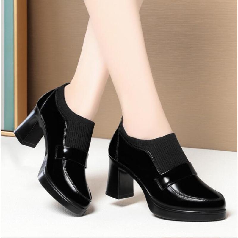 Women Designer Comfortable Fashion Thick Heel Shoes Autumn New Women Round Head Deep Mouth Thick Sole Office High Heels