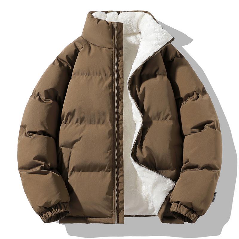 Мужское зимнее пальто из овечьей шерсти с бархатной подкладкой - High Street Fashion, свободный крой, теплая хлопковая куртка L black