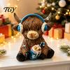 Animal Shape Ornament Winter Highland Cow Resin Figurine, Cattle Statue for Desk Decor, Home Office