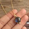 Labradorite Zircon Women Pendant Earring Necklace Set 100% 925 Sterling Silver Yellow Gold Plating Jewelry
