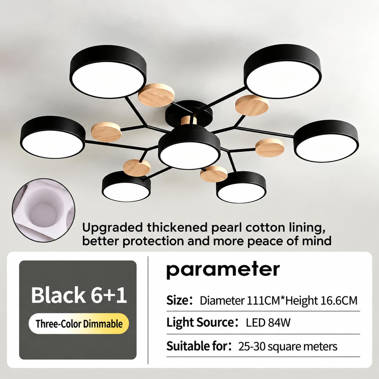 Skandinávský styl Obývací pokoj Stropní lustr Ložnice LED stropní světlo Kuchyně Dřevěný lustr Lampa do jídelny Osvětlení chodby 84W