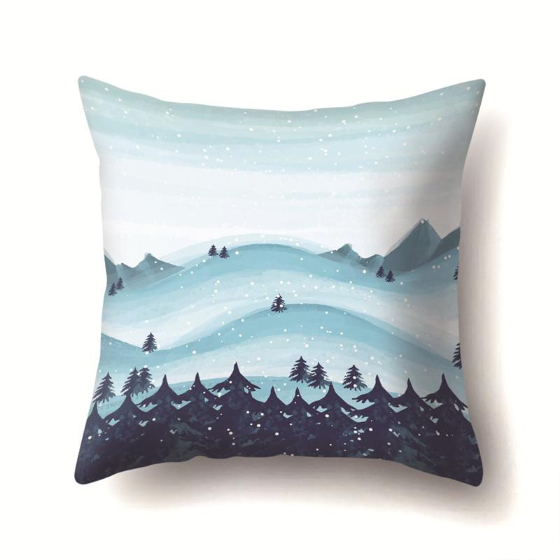 45x45cm Cartoon Fawn Snow Scene Pillow Cover Living Room Sofa Office Seat Car Waist Cushion Cushion Cover Home Decoration