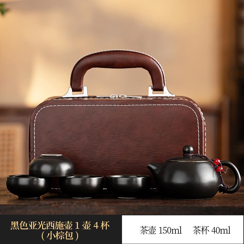 Ding Kiln Portable Bag Travel Kung Fu Tea Set Ceramic Xishi Pot One Pot Two Cups Four Cups Set Creative Gifts