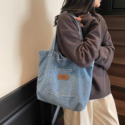 Denim Bag Women Commuter Tote Bag Shopping Bag Large Capacity Handbag