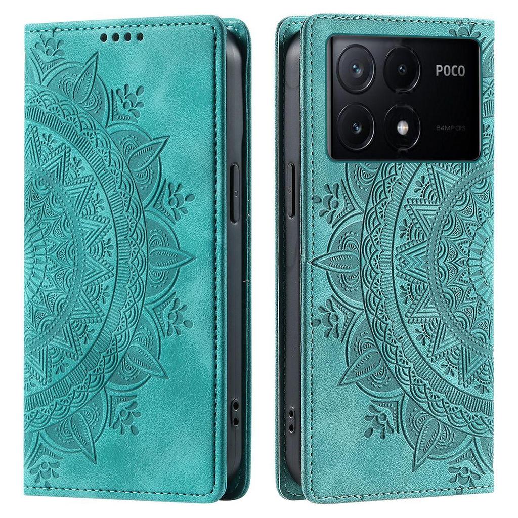 for Xiaomi POCO X6 Pro 5G Mandala Embossed PU Leather Flip Wallet Case Magnetic Closure Cover
