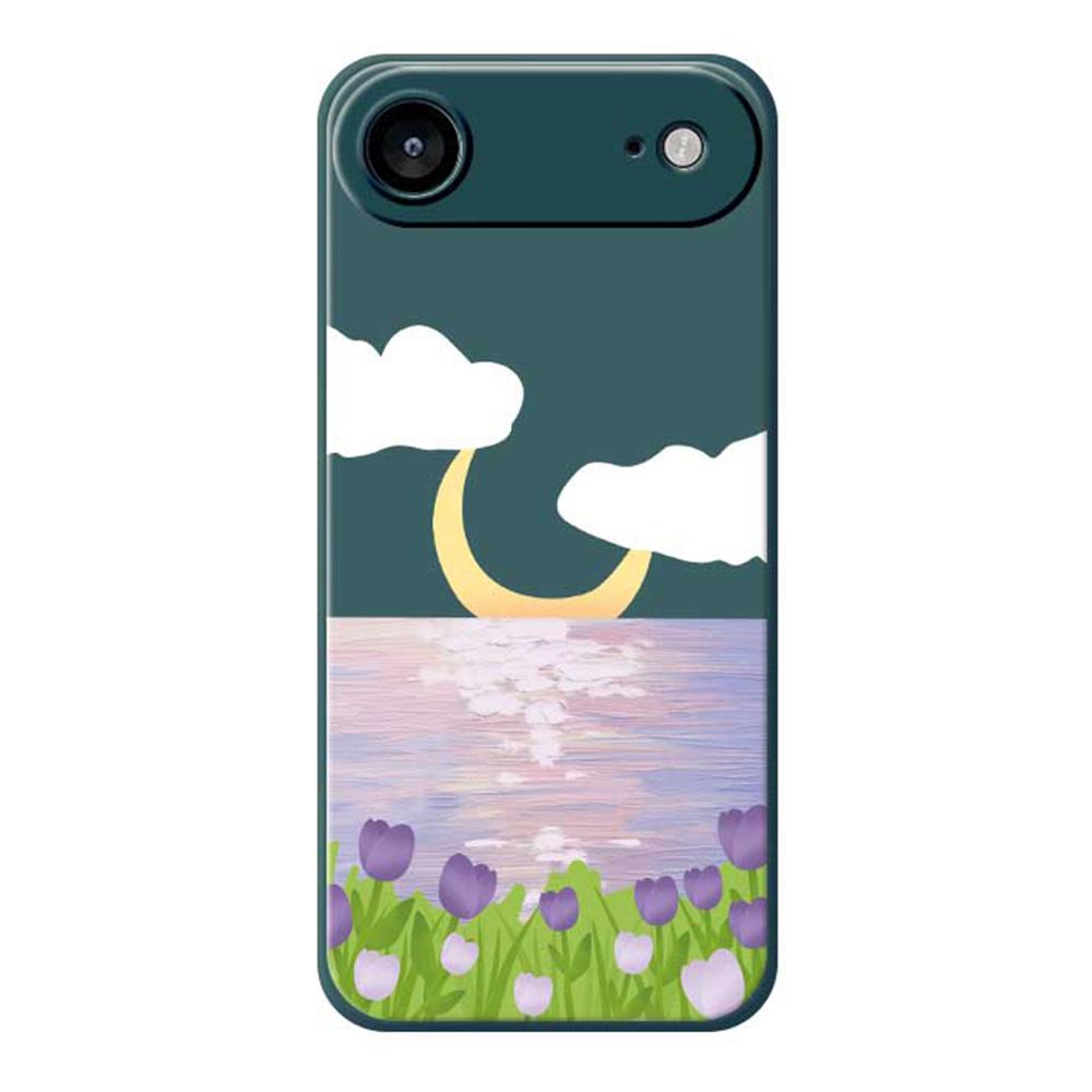 For iPhone 17 Air Case Flowers and Sea Pattern Printing Straight Edge TPU Phone Back Cover