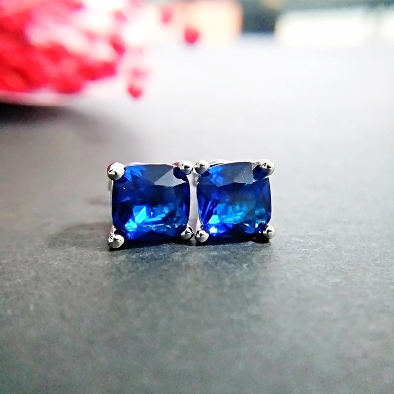 

Серьги Cellacity Geometry из серебра 925 пробы с драгоценными камнями и сапфирами для женщин, классические модные женские серьги-гвоздики на юбилей