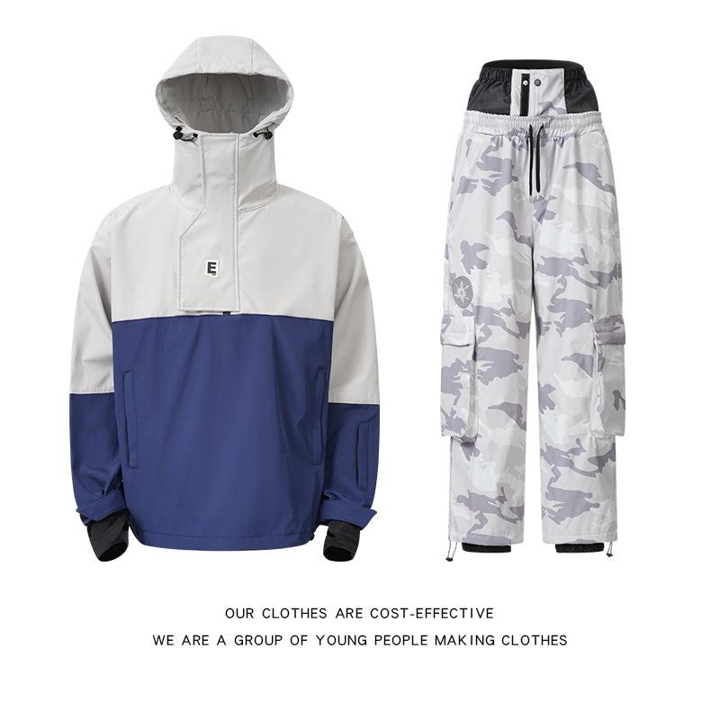 Men's & Women's Windproof Waterproof Fleece-Lined Ski Suit - Trendy Loose Fit Jacket & Pants Set