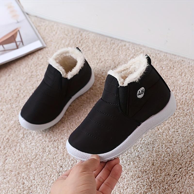 New Winter Warm Snow Boots for Boys & Girls - Thick Insulated Slip-On Round Toe with Fleece Lining, Soft Fabric Upper & Rubber Sole, Winter Boots