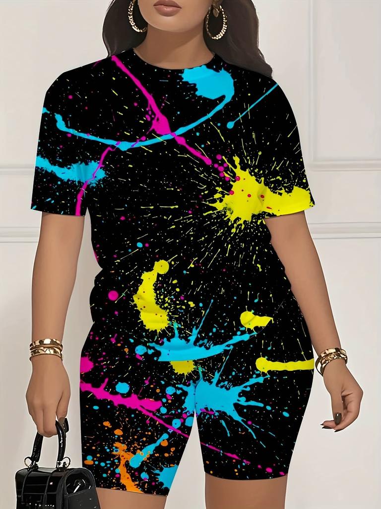 Color Codes: European and American Women's Clothing, Painting Print T-shirts, Shorts, Sets, Sportswear