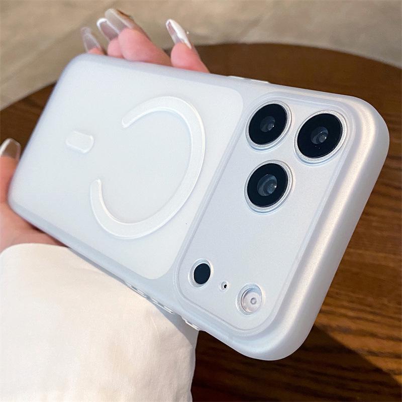 

Magnetic Ice Mist Soft Case for iPhone 17/16/15/14/13 Pro Max iPhone 12 Pro білий