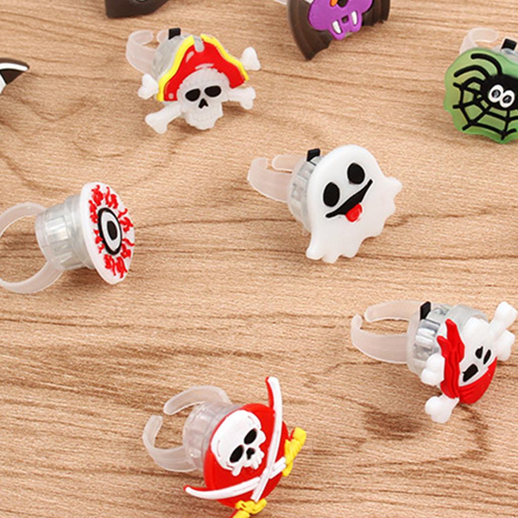 50PC Halloween Light Up Ring Party Toys Glow-in-the-Dark Rings Halloween Party Supplies for Trick or Treat Gifts