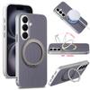 For Magsafe Magnetic Rotating Bracket Phone Case for Samsung Galaxy S26 S25 Ultra Plus S25 Edge S26+ Leather Protective Cover
