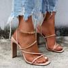 Heel with Sandals for Women, European and American Fashion Thick Heel Elastic Band, Solid Color Simple Roman Sandals for Women