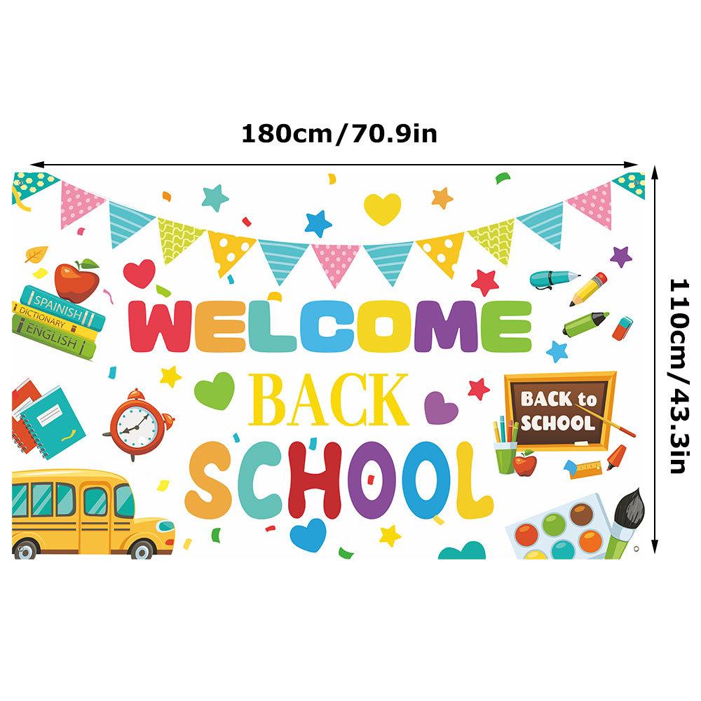 QZBBJ207-218 Classroom Welcome Banner Back To School Decorations - Motivational Background Banner for  Bulletin Board Wall Decor