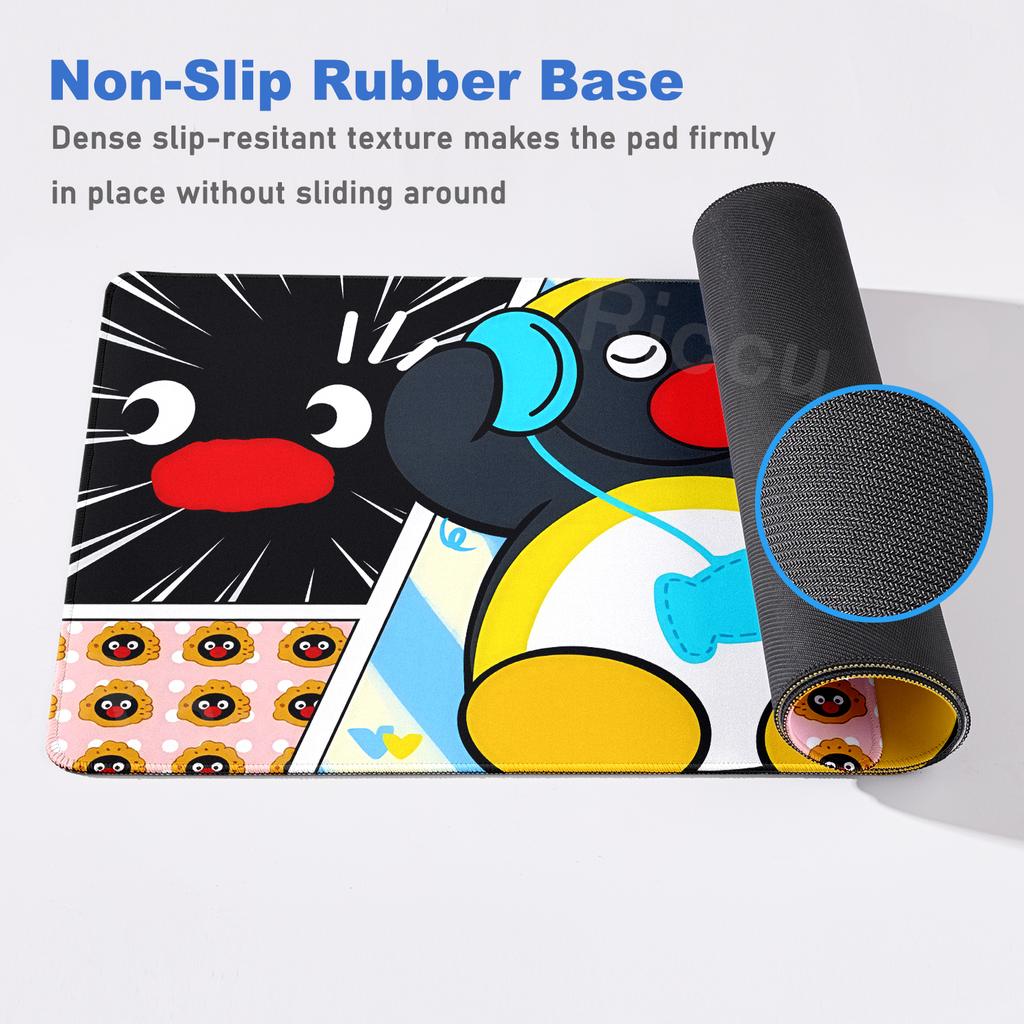 Cartoon Penguin Pingu Pattern Mouse Pads Anti-slip Rubber Computer Keyboard Mats Gamer Balance Decoracion Deskmat Laptop Carpets