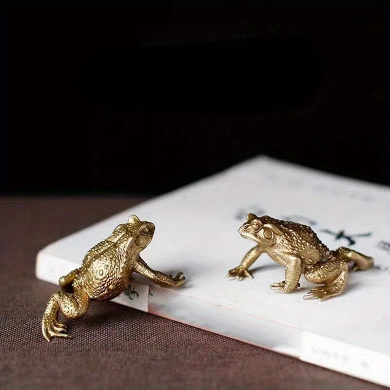 Feng Shui Copper Fortune Pocket Money Toad Brass Figurine Indoor Outdoor Decor Statue No Electricity Required