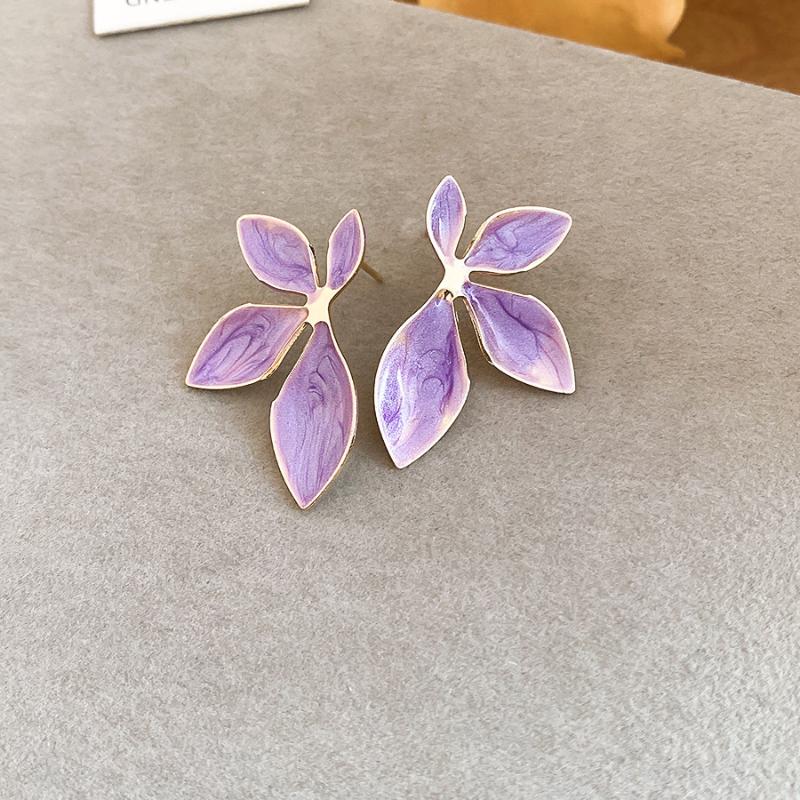 Vintage Metal Colorful Oil Dripping Flower Big Earrings For Women Sweet Simple Fashion Bohemia Trendy Jewelry Accessories Gifts