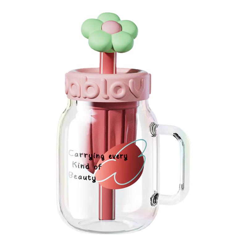 BabloV Glass Tea Infuser Tumbler with Straw