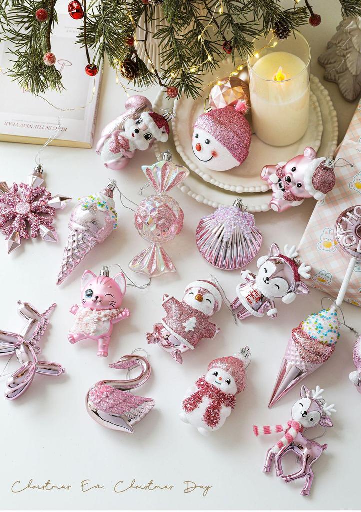 Assorted Christmas Tree Hanging Ornaments – Plastic Festive Decorations In Multiple Fun Styles (Santa, Snowman, Unicorn, Lollipop, Cake & More)