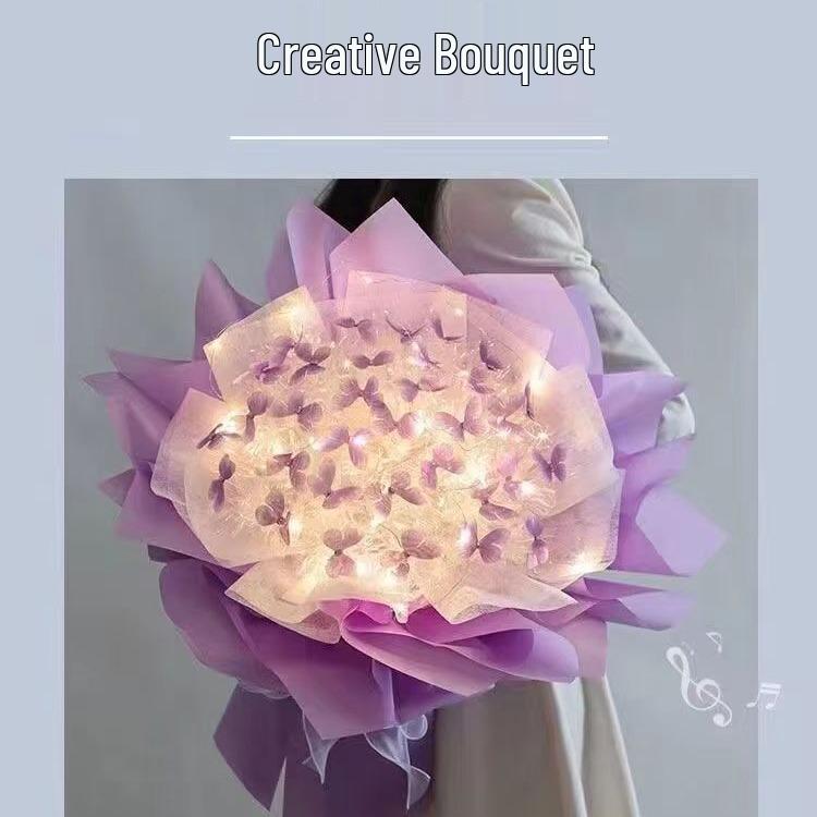 Valentine's Butterfly Bouquet DIY Kit: Handmade Flower Set for Girlfriend, Best Friend, Teacher Birthday Gift