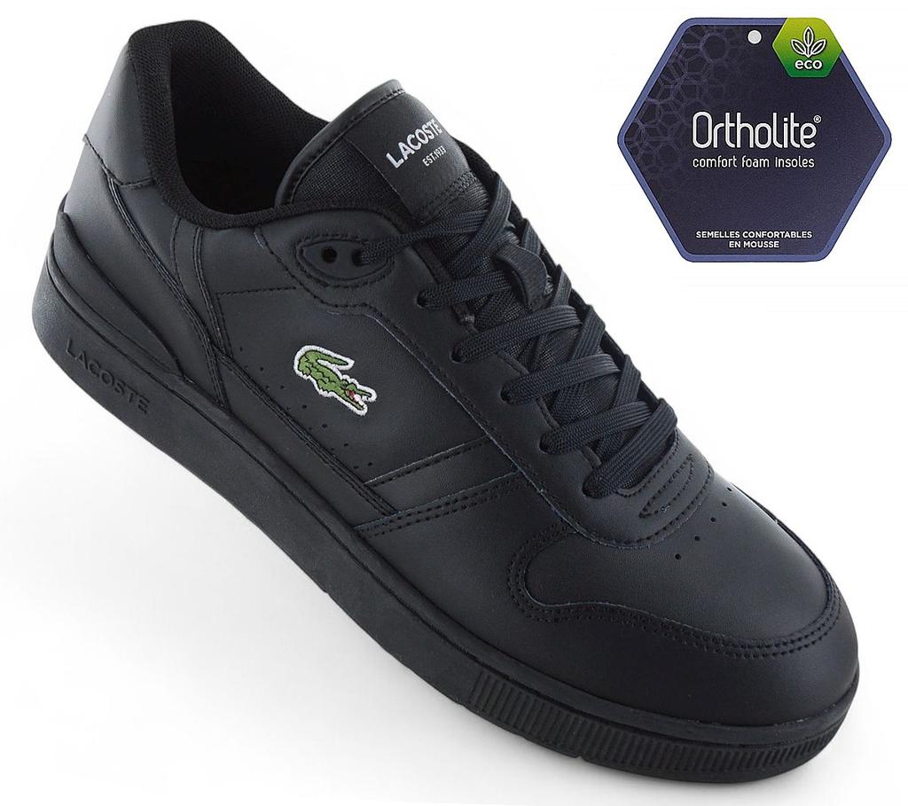 Lacoste T-Clip Set 224 - Men's Sneakers Shoes Leather Black 748SMA003102H ORIGINAL
