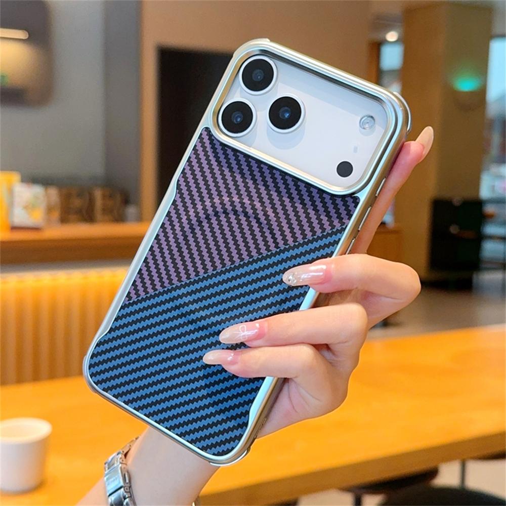 Carbon Fiber Pattern Magnetic Case For iPhone 17 16 15 Pro Max Plus Air For Magsafe Business Shockproof Retro Lines Cover