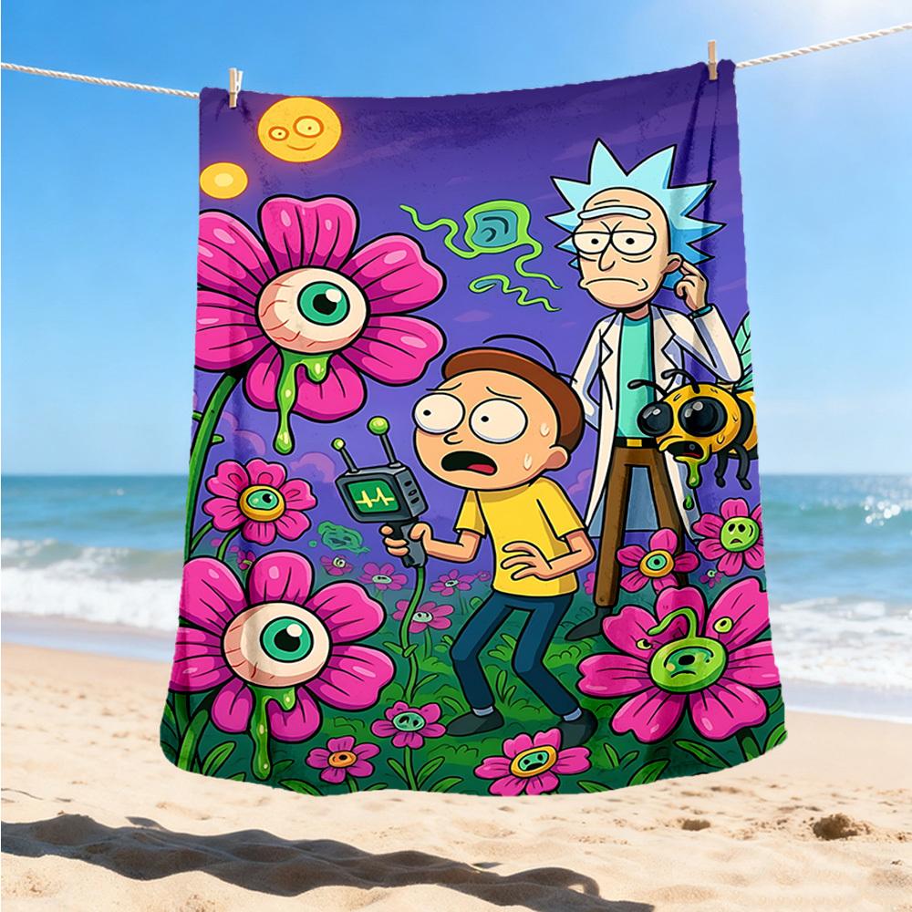 1pz Coperta Plaid in Flanella da Esterno Rick and Morty Morbida, Leggera e Calda