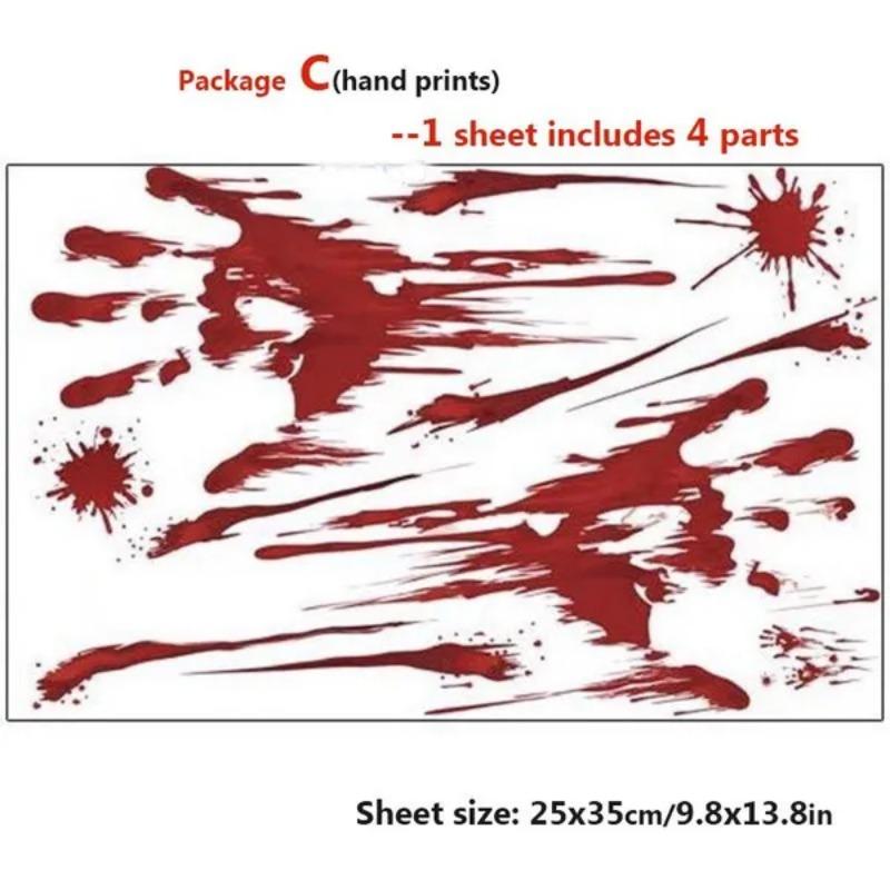 

1 упаковка, кровавая наклейка на Хэллоуин с отпечатком руки и ноги, самоклеящаяся наклейка на окно, ужас, брызги крови, обои для вечеринки на Хэллоуин, прозрачная наклейка