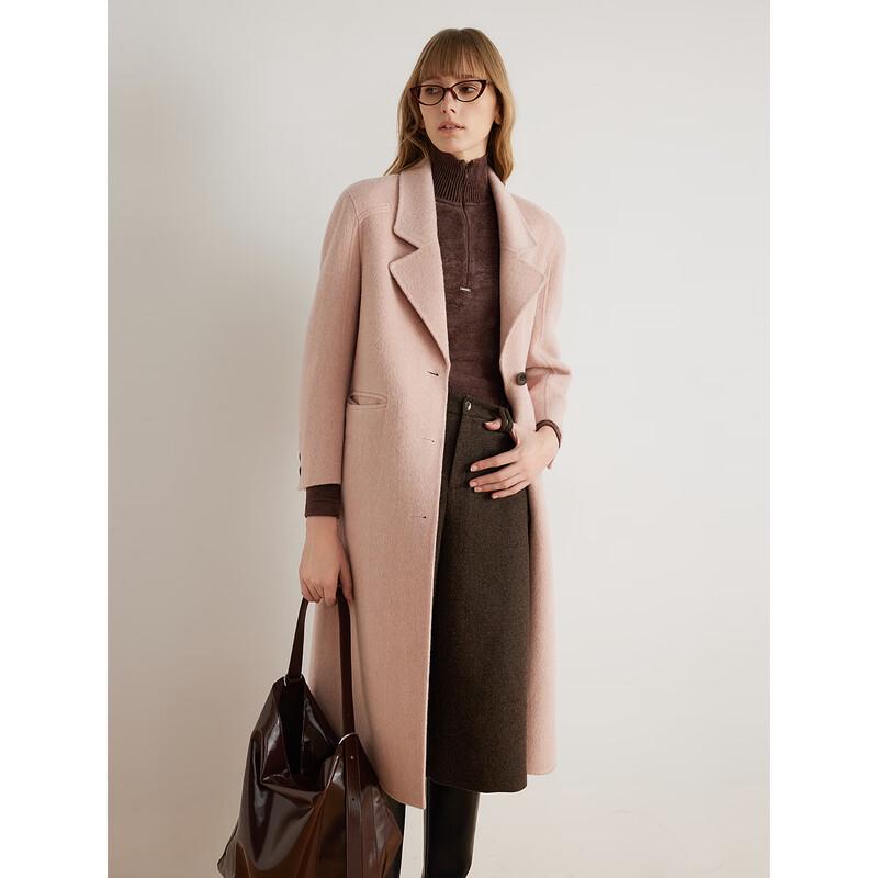 ELLE Women's 100% Lamb Wool Double-Faced Coat