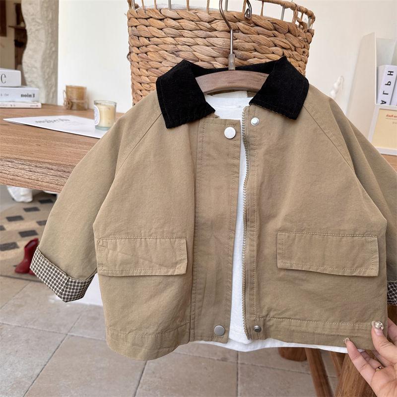 Kids Windbreaker Spring Autumn Fashion Korean Casual Baggy Simple Style