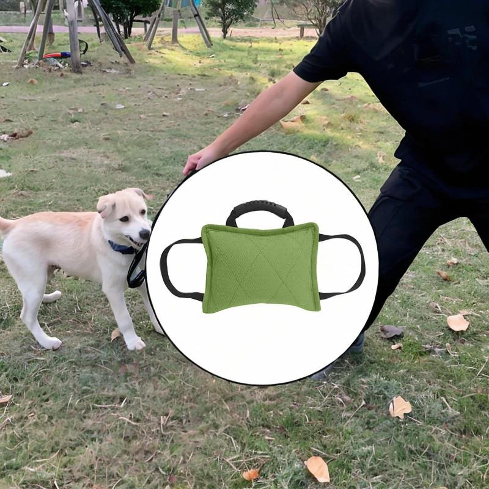 

Dog Bite Tug Toy Toys Pet Supplies Fun Interactive Play with 3 Handle Sturdy Indestructible Pull зелений